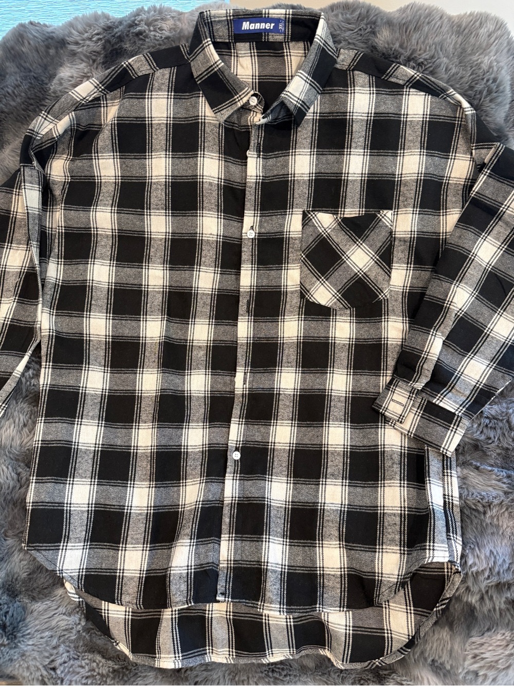 Heavy Manners Black and White Plaid Button-Down Shirt